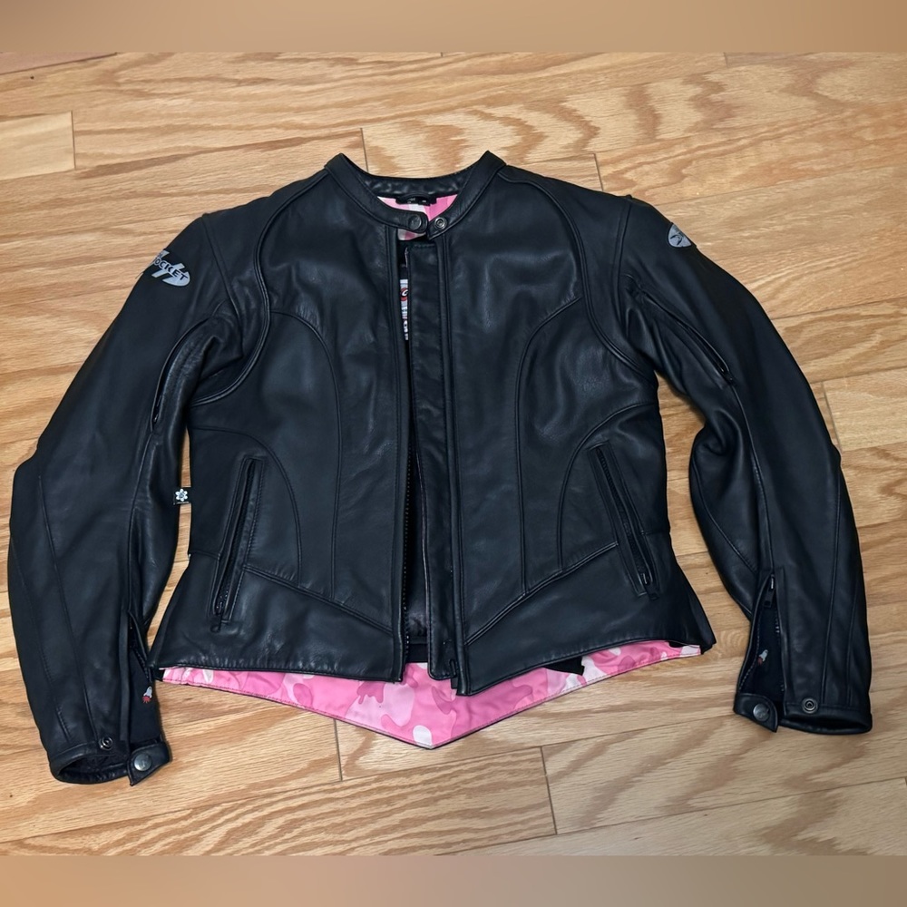 Joe Rocket Rocket Girl black soft thick leather motorcycle jacket with armor